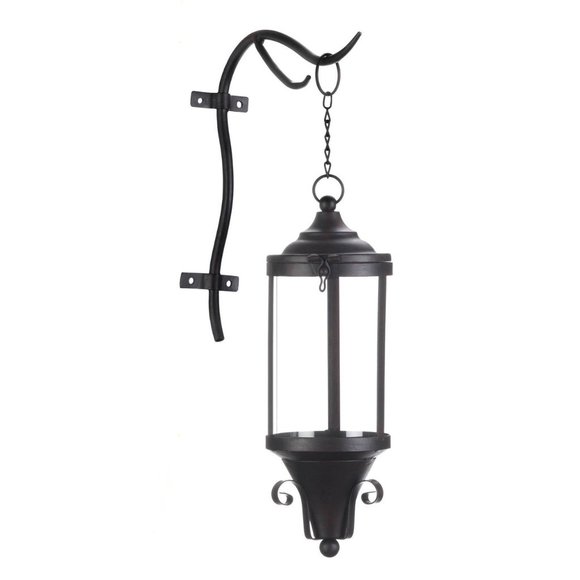 Direct International Metallic Gold Industrial Style Solar  Industrial-Style Hanging Candle Lantern